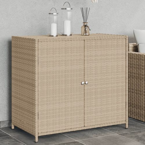 Armadietto Portaoggetti Giardino Beige 83x45x76 Cm Polyrattan