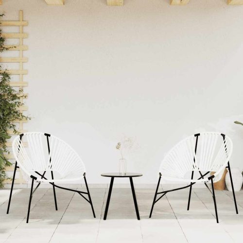 Set Di Sedie Da Giardino 3 Pz In Polyrattan Bianco E Nero