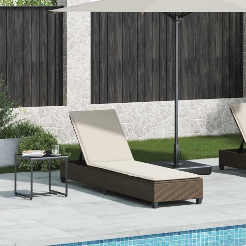 Lettino Prendisole Con Cuscini Marrone 55x200x25,5cm Polyrattan