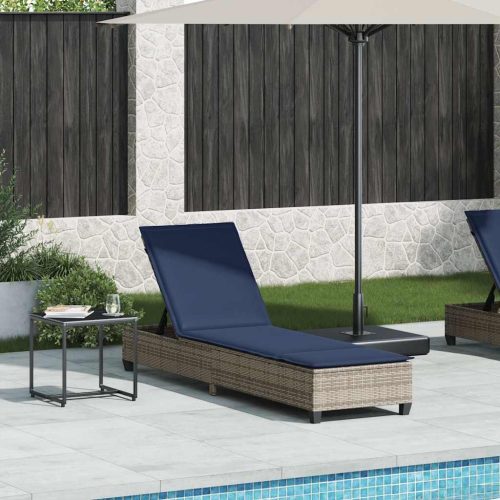 Lettino Prendisole Con Cuscini Grigio 55x200x25,5cm Polyrattan