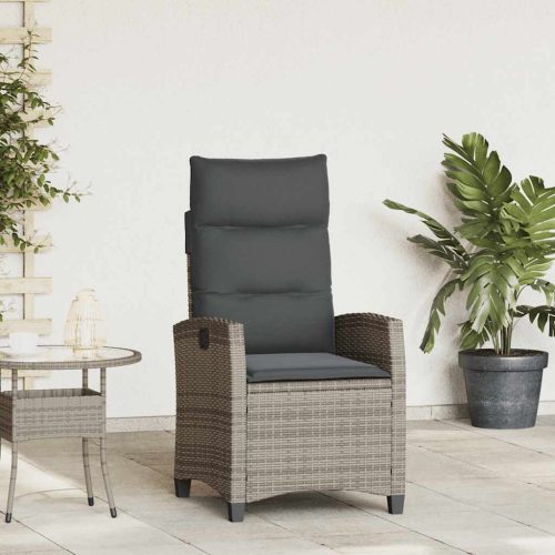 Sedia Reclinabile Da Giardino Con Tavolino Grigio Polyrattan