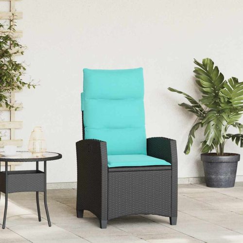 Sedia Reclinabile Da Giardino Con Tavolino Nera Polyrattan