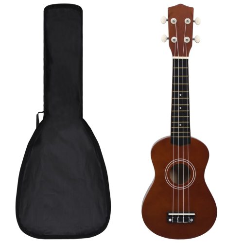 Set Ukulele Soprano Con Borsa Per Bambini Legno Naturale 21″