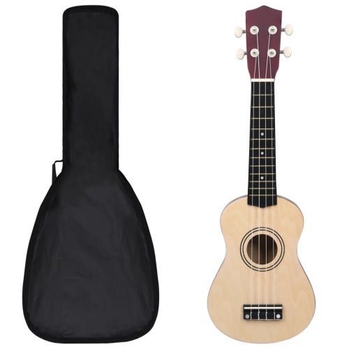 Set Ukulele Soprano Con Borsa Per Bambini Legno Naturale 21″