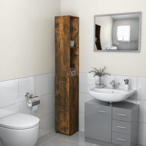 Armadietto Bagno Rovere Fumo 25×26,5x170cm In Legno Multistrato