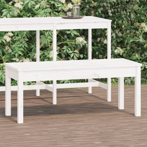 Panca Da Giardino Bianca 109x44x45 Cm Legno Massello Di Pino