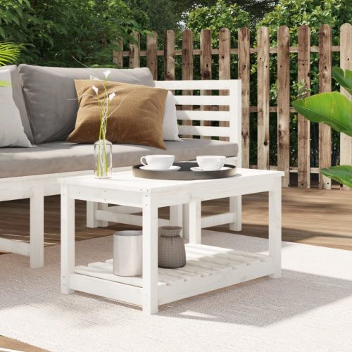 Tavolo Da Giardino Bianco 82,5×50,5×45 Cm Legno Massello Pino