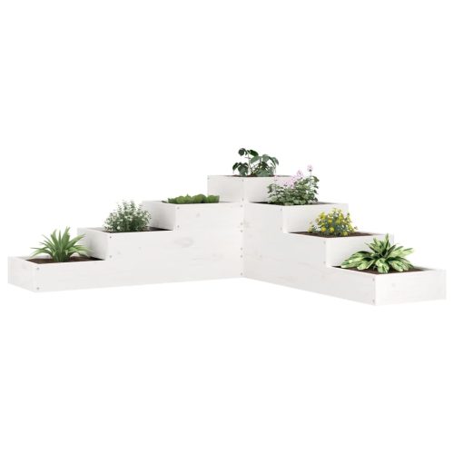 Fioriera Giardino 4 Ripiani Bianca 106×104,5x36cm Massello Pino