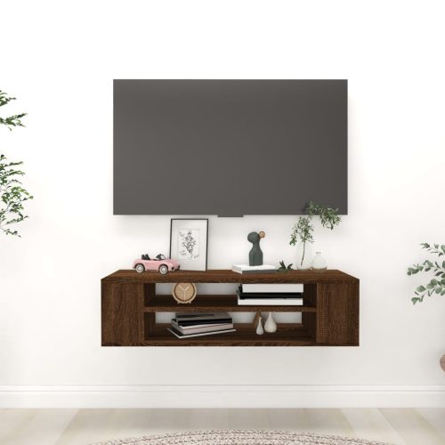 Pensile Porta Tv Rovere Marrone 100x30x26,5cm Legno Multistrato