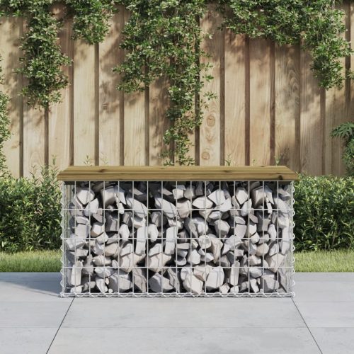 Panca Da Giardino Design Gabbione 83x44x42 Cm Pino Impregnato