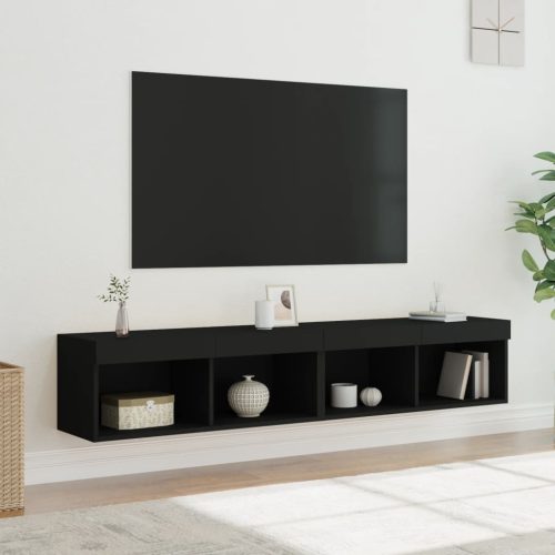 Mobili Porta Tv Con Luci Led 2 Pz Neri 80x30x30 cm