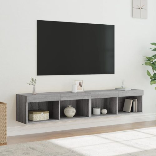 Mobili Porta Tv Con Luci Led 2 Pz Grigio Sonoma 80x30x30 cm