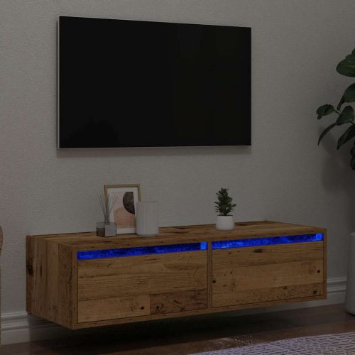 Mobile Porta Tv Con Luci Led Legno Vecchio 100×35,5×25 cm