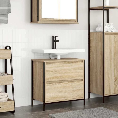 Mobile Lavabo Da Bagno Con Cassetti Rovere Sonoma 60×34,5×60 cm