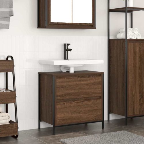 Mobile Lavabo Da Bagno Con Cassetti Rovere Marrone 60×34,5x60cm