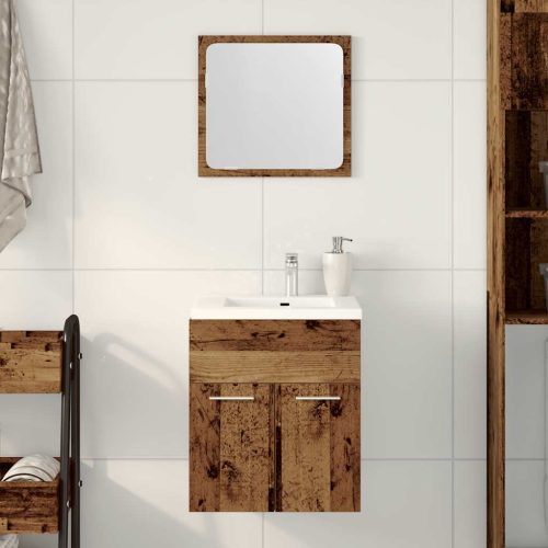 Set Mobili Da Bagno 2 Pz Legno Antico In Legno Multistrato