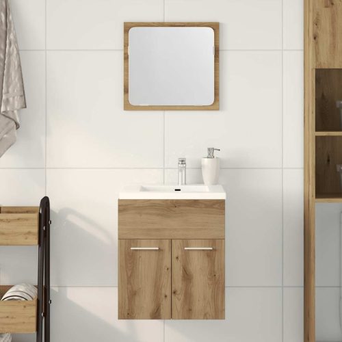 Set Mobili Da Bagno 2 Pz Rovere Artigianale Legno Multistrato