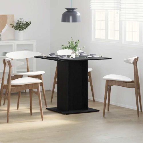 Tavolo Da Pranzo Rovere Nero 80x80x75 Cm Legno Multistrato