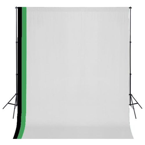 Kit Studio Foto 3 Fondali In Cotone Con Telaio Regolabile 3×3 M