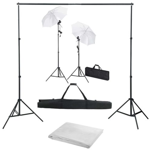 Kit Studio Fotografico Con Fondali Luci E Ombrelli