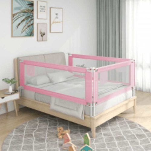 Sponda Letto Di Sicurezza Per Bambini Rosa 140x25cm In Tessuto