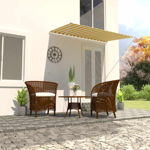 Tenda Da Sole Retrattile 200×150 Cm Giallo E Bianco