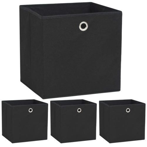 Contenitori 4 Pz In Tessuto Non Tessuto 32x32x32 Cm Nero