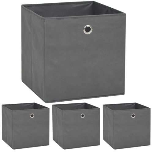 Contenitori 4 Pz In Tessuto Non Tessuto 32x32x32 Cm Grigio