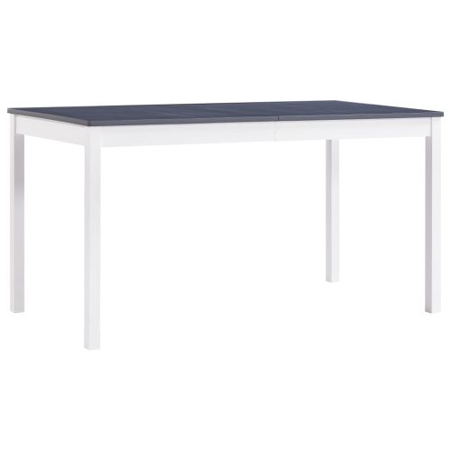 Tavolo Da Pranzo Bianco E Grigio 140x70x73 Cm In Legno Di Pino