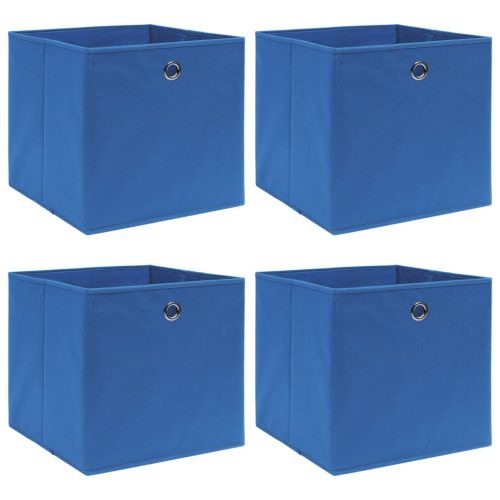 Scatole Portaoggetti Con Coperchi 4 Pz Blu 32x32x32 Cm Tessuto