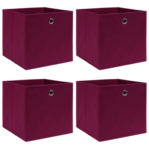 Scatole Con Coperchi 4pz Rosso Scuro 32x32x32 Cm Tessuto