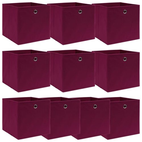 Scatole Con Coperchi 10 Pz Rosso Scuro 32x32x32 Cm Tessuto