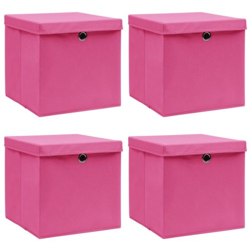 Scatole Portaoggetti Con Coperchi 4pz Rosa 32x32x32 Cm Tessuto