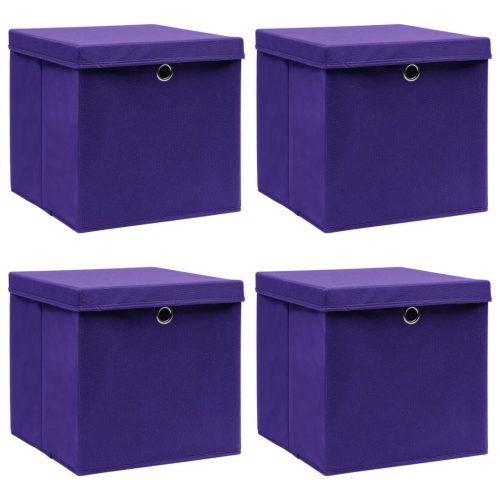 Scatole Portaoggetti Con Coperchi 4pz Viola 32x32x32cm Tessuto