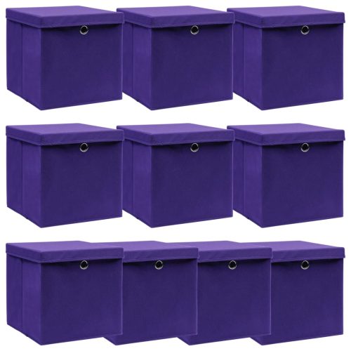 Scatole Portaoggetti Con Coperchi 10pz Viola 32x32x32cm Tessuto