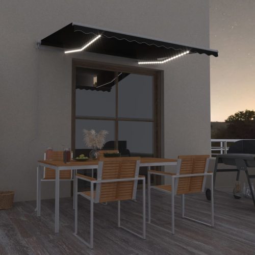 Tenda Da Sole Retrattile Manuale Con Led 300×250 Cm Antracite