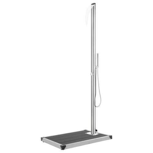 Doccia Da Giardino Con Base Grigia 225 Cm In Acciaio Inox