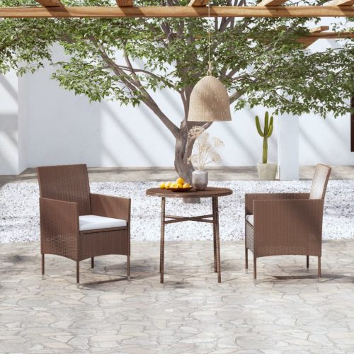 Set Mobili Da Pranzo Per Giardino 3 Pz In Polyrattan Marrone