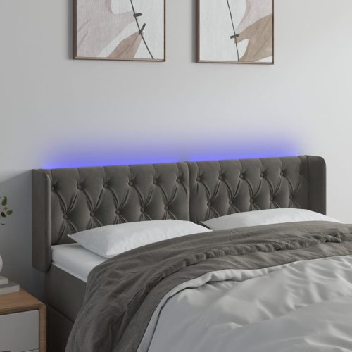 Testiera A Led Grigio Scuro 163x16x78/88 Cm In Velluto