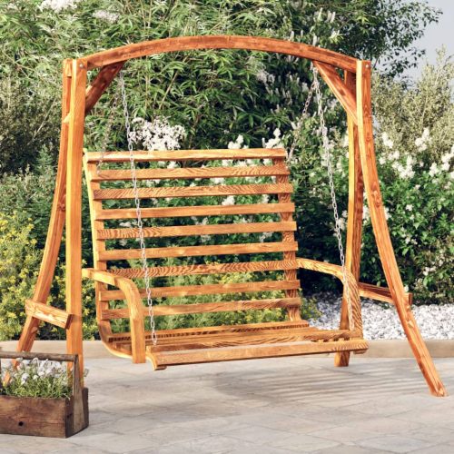 Panca A Dondolo In Legno Ricurvo Finitura Teak 126x63x92 cm