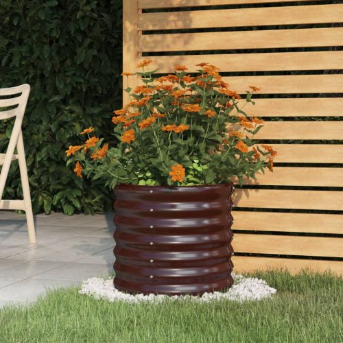 Vaso Giardino Acciaio Verniciato A Polvere 40x40x36 Cm Marrone