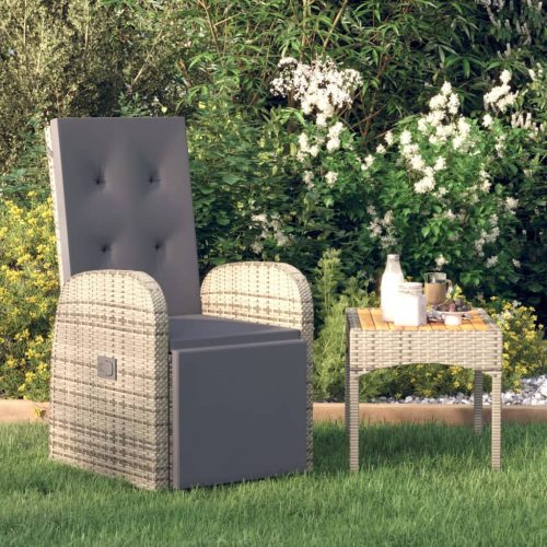 Sedia Reclinabile Da Giardino Con Cuscini Grigia In Polyrattan