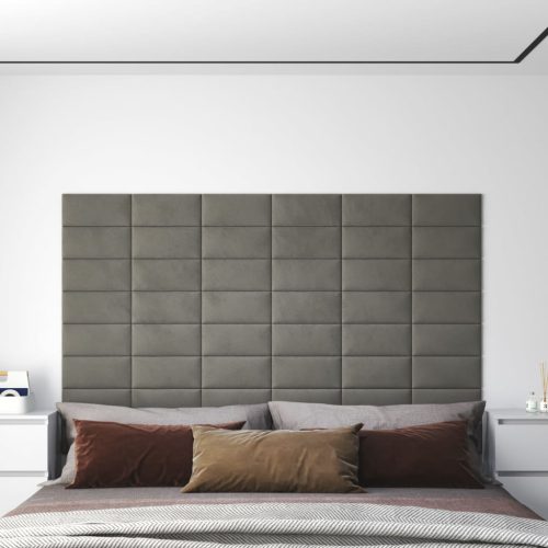 Pannelli Murali 12 Pz Grigio Chiaro 30×15 Cm Velluto 0,54 m²