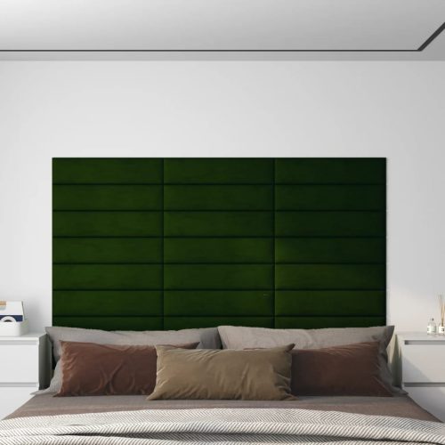 Pannelli Murali 12 Pz Verde Scuro 60×15 Cm Velluto 1,08 m²