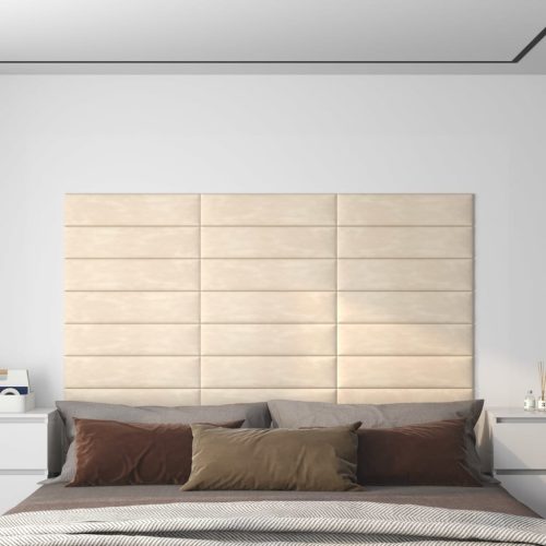 Pannelli Murali 12 Pz Crema 60×15 Cm Velluto 1,08 m²