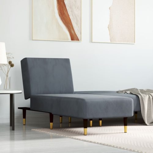 Chaise Longue In Velluto Grigio Scuro