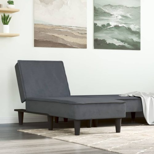 Chaise Longue In Velluto Grigio Scuro