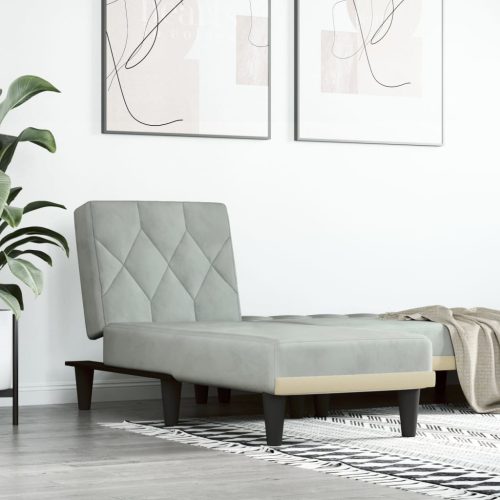 Chaise Longue In Velluto Grigio Chiaro