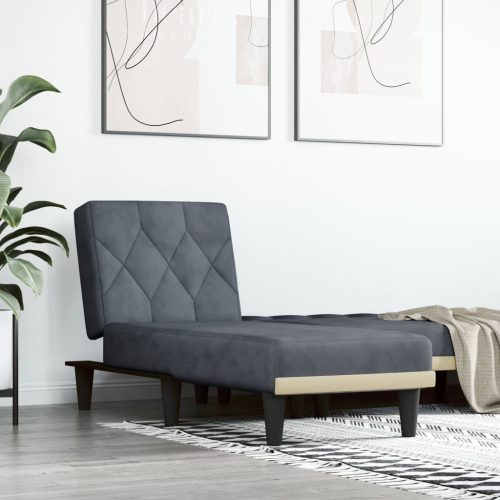 Chaise Longue In Velluto Grigio Scuro