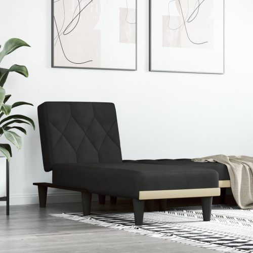 Chaise Longue In Velluto Nero